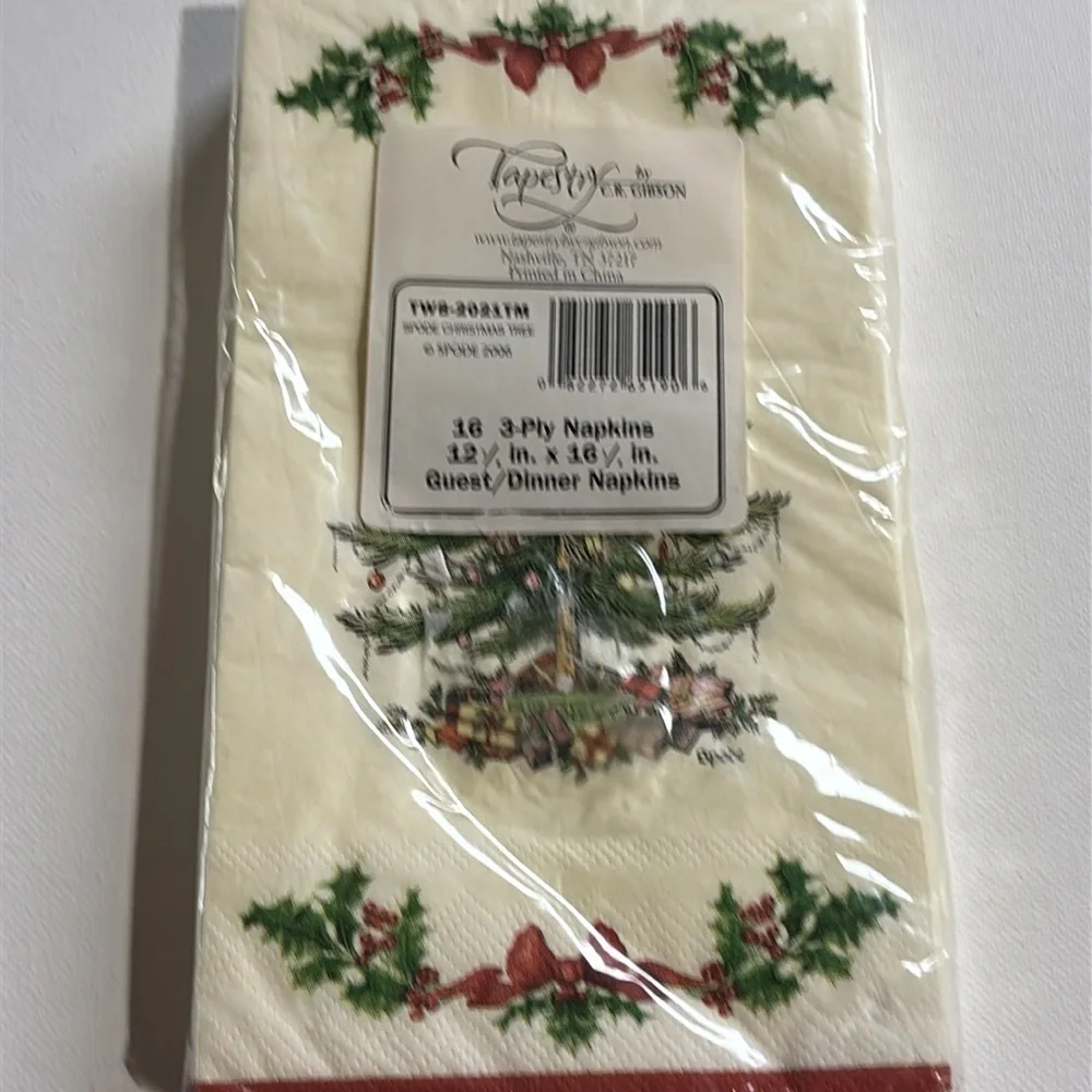 Spode Dinner Napkins 2006 Spode Christmas Tree Napkins Set Set of 4 NEW VTG